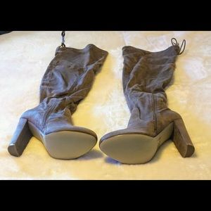 Taupe & Black faux suede boots